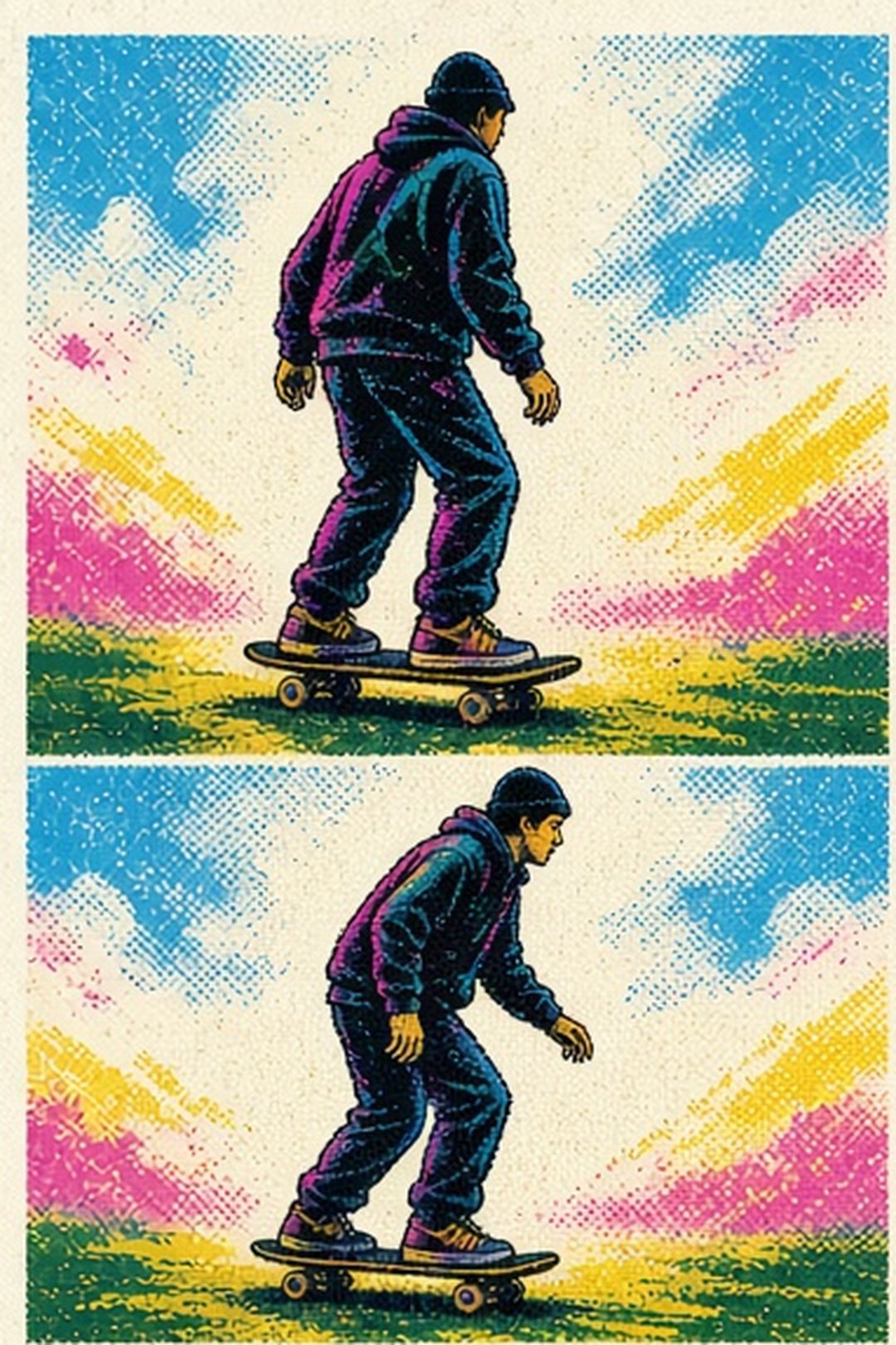Stable fictional player stance shown from two visual viewpoints